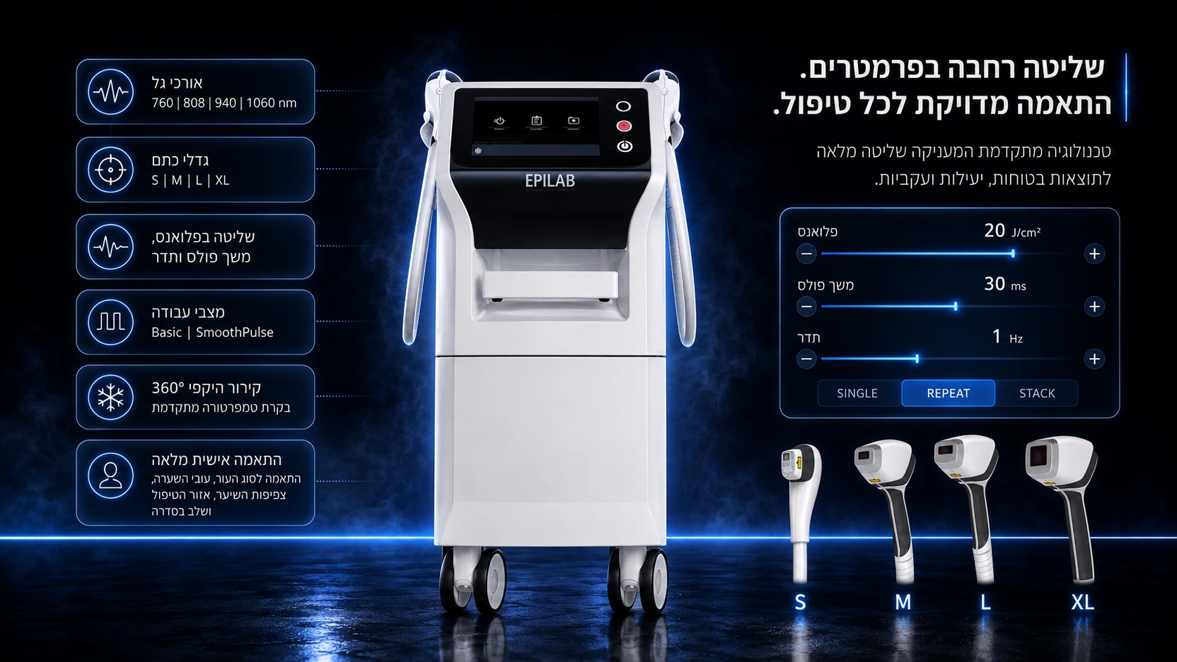 EpiLab — שליטה רחבה בפרמטרים, התאמה מדויקת לכל טיפול