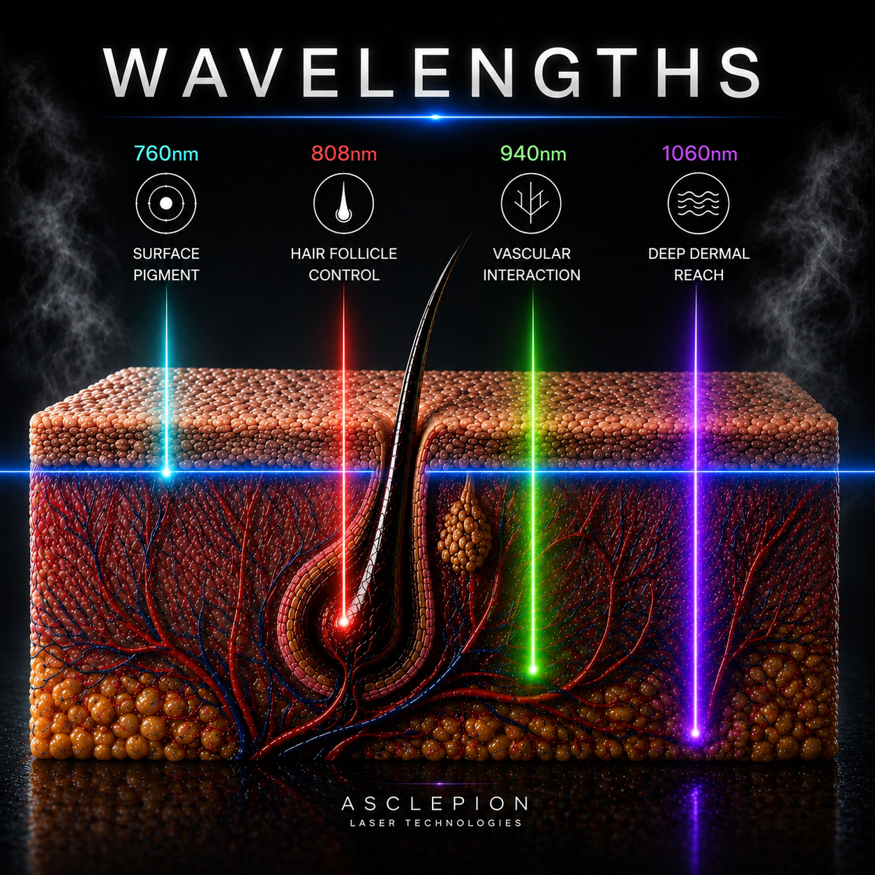 EpiLab Wavelengths - 760, 808, 940, 1060 nm